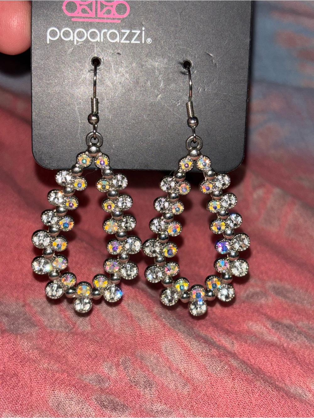 paparazzi Iridescent Crystal Teardrop Dangle Earrings - Silver